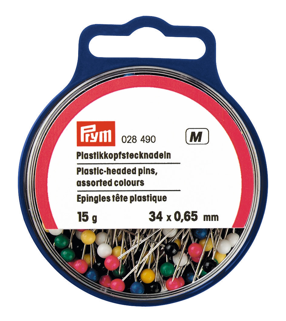 Prym Plastic Headed Pins - assorted colours