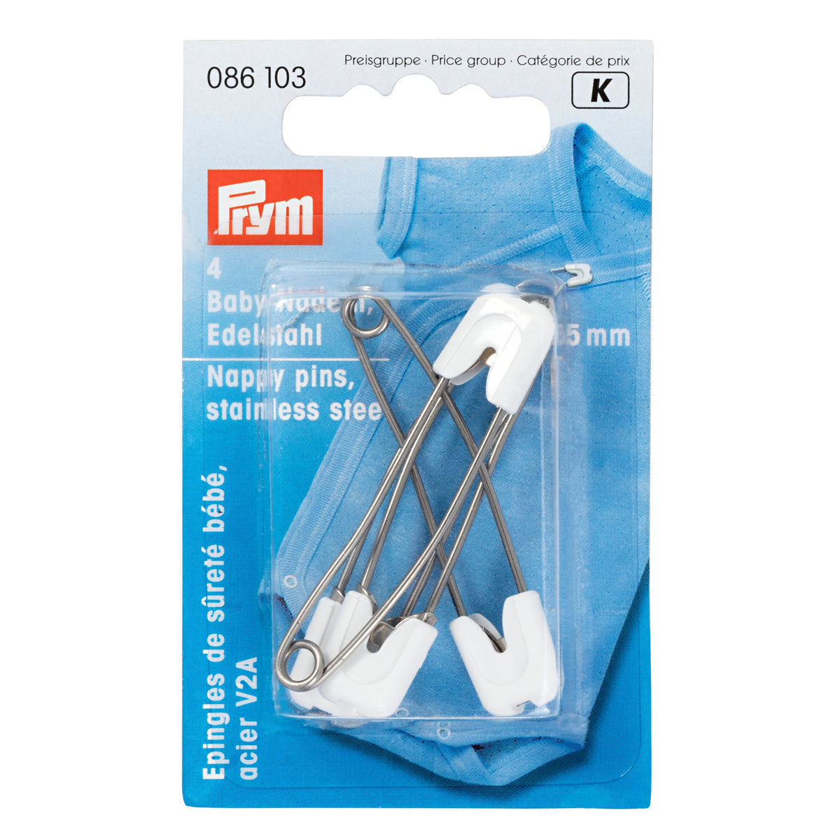 Prym Nappy pins, 55mm, white