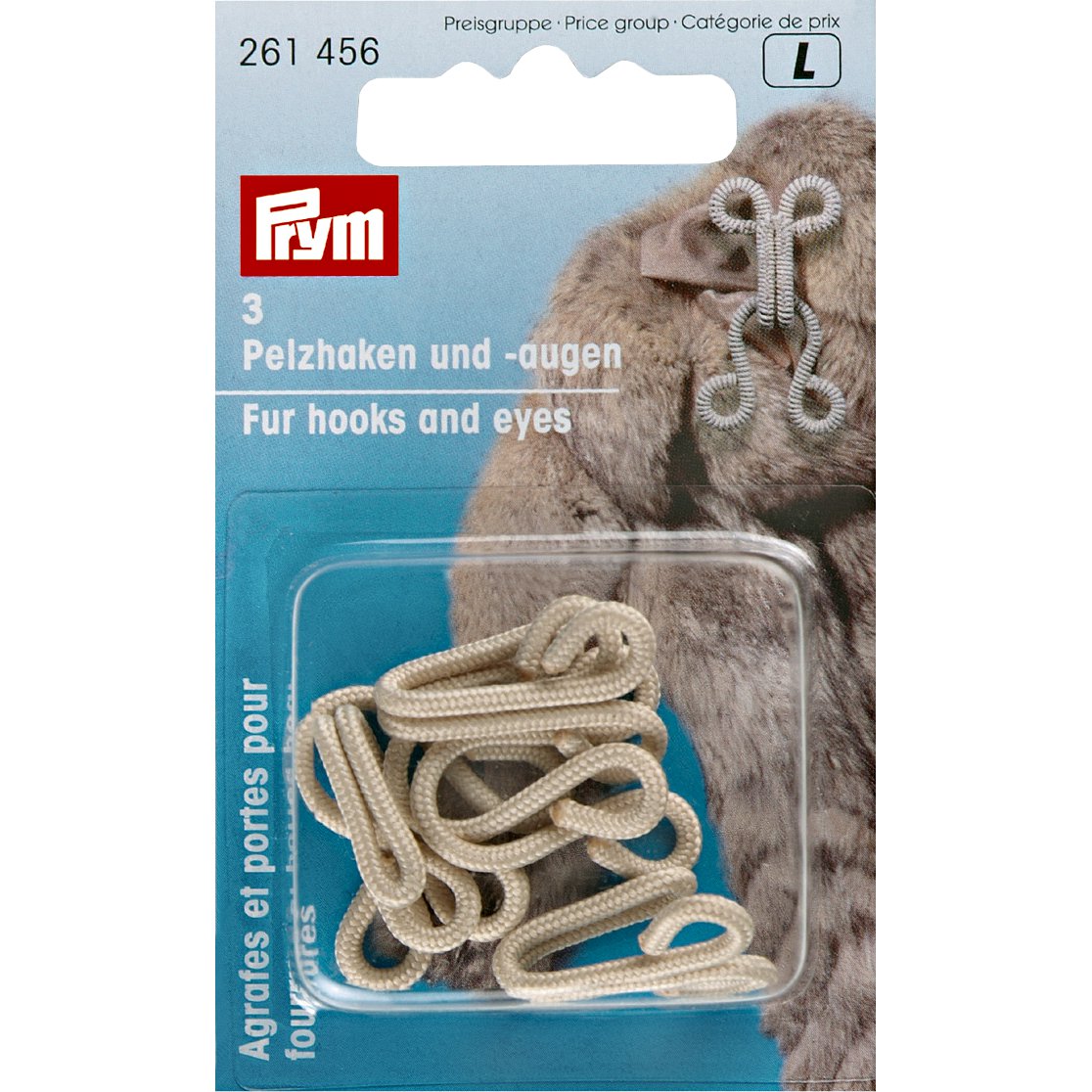 Prym Fur hooks and eyes, beige