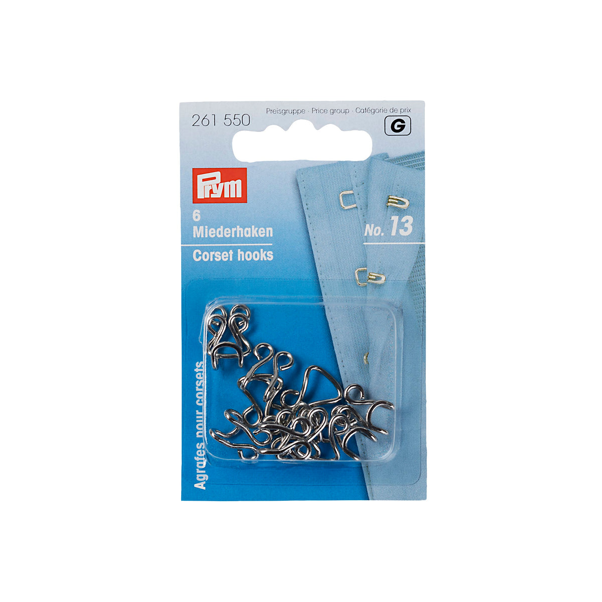 Prym Bodice hooks and eyes, No. 13, silver-coloured