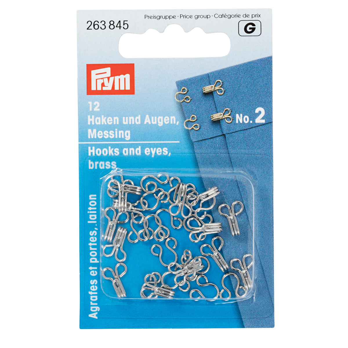 Prym Spring hooks and eyes, size 2, silver-coloured