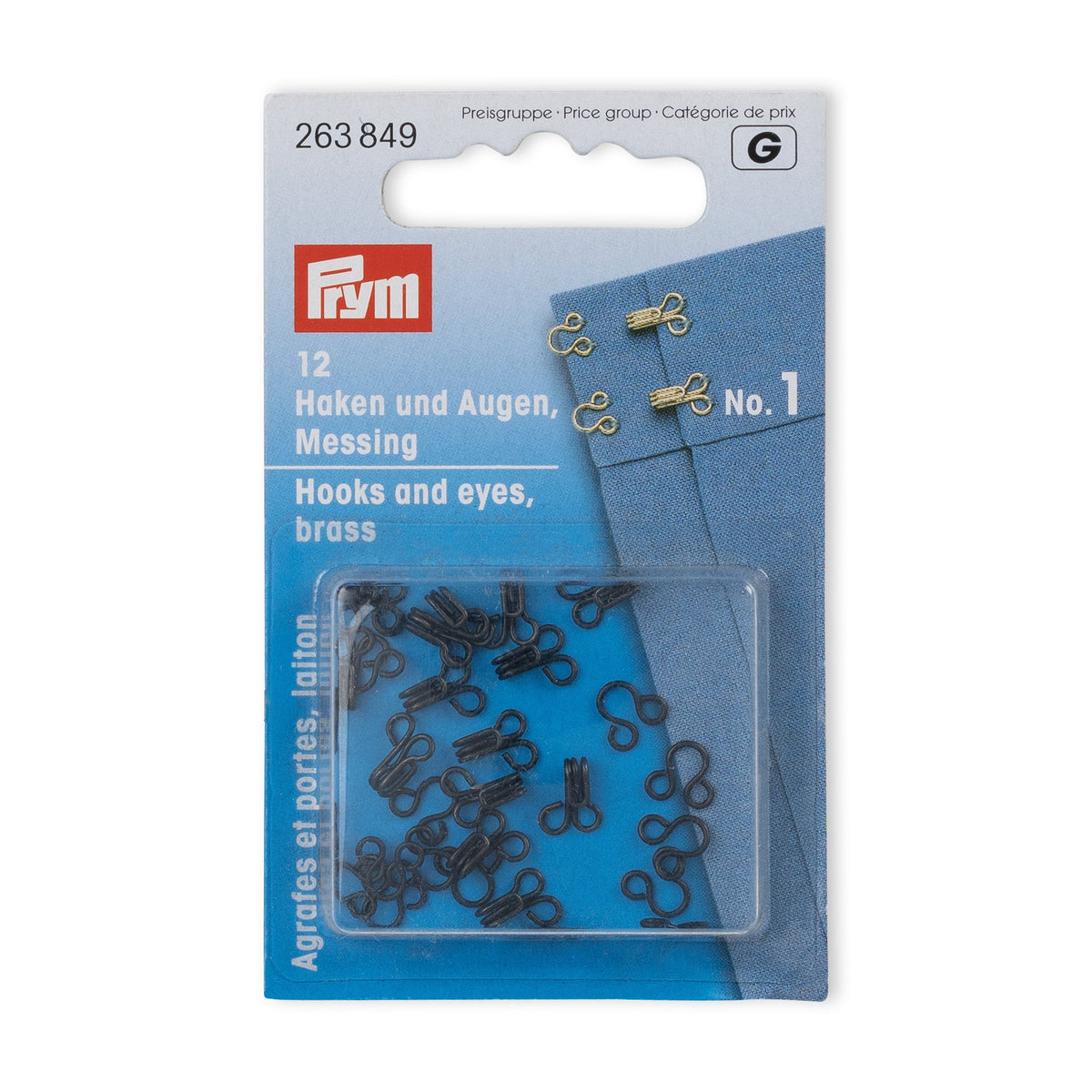 Prym Spring hooks and eyes, size 1, black