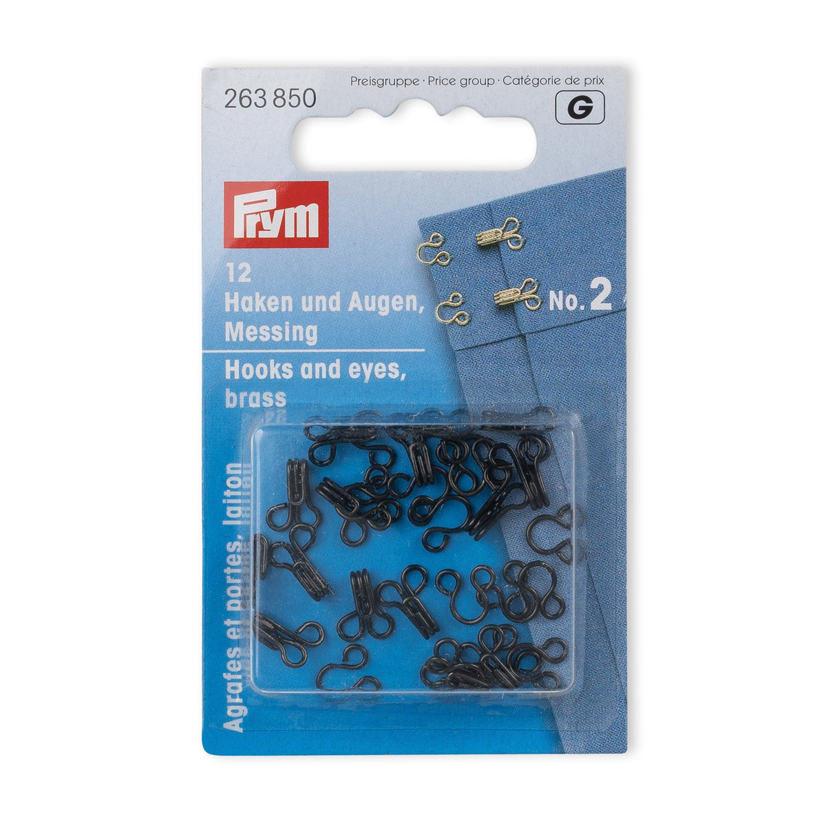 Prym Spring hooks and eyes, size 2, black
