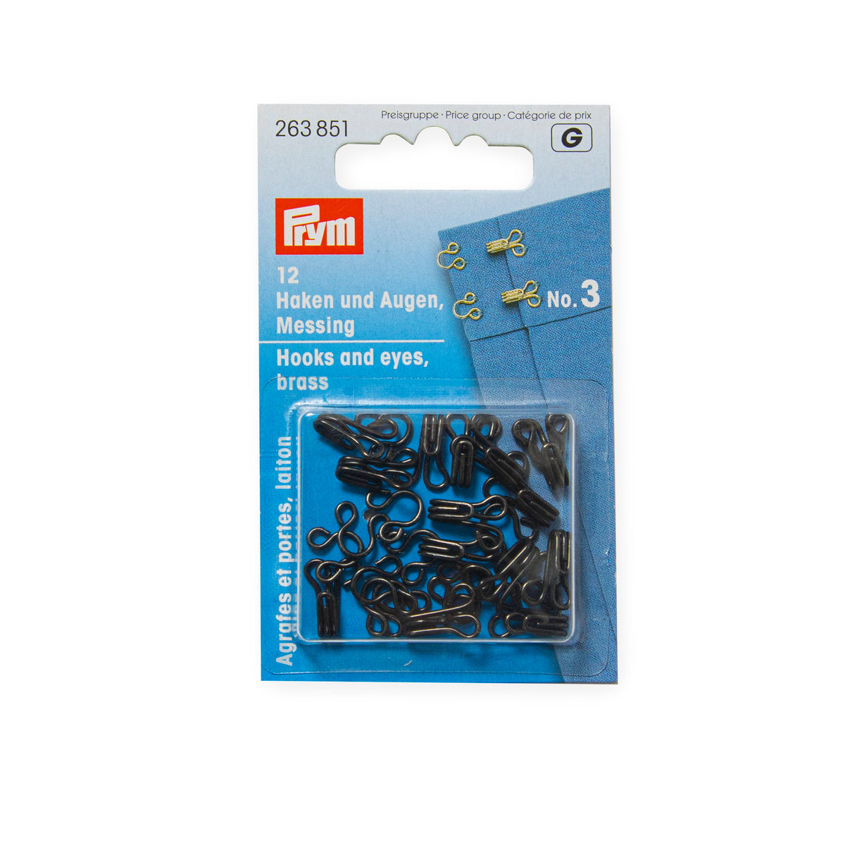 Prym Spring hooks and eyes, size 3, black