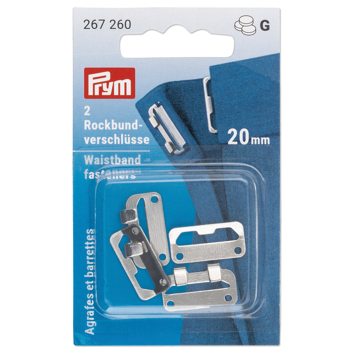 Prym Skirt hooks & bars, 20mm, silver-coloured