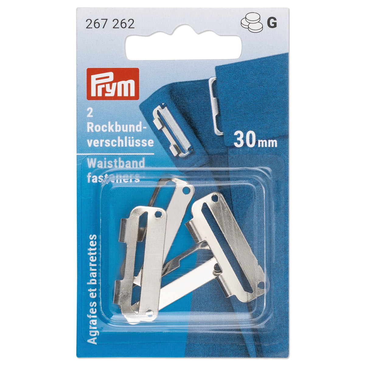 Prym Skirt hooks & bars, 30mm, silver-coloured