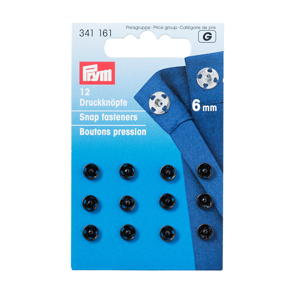 Prym Sew-On Snap Fasteners brass - Black