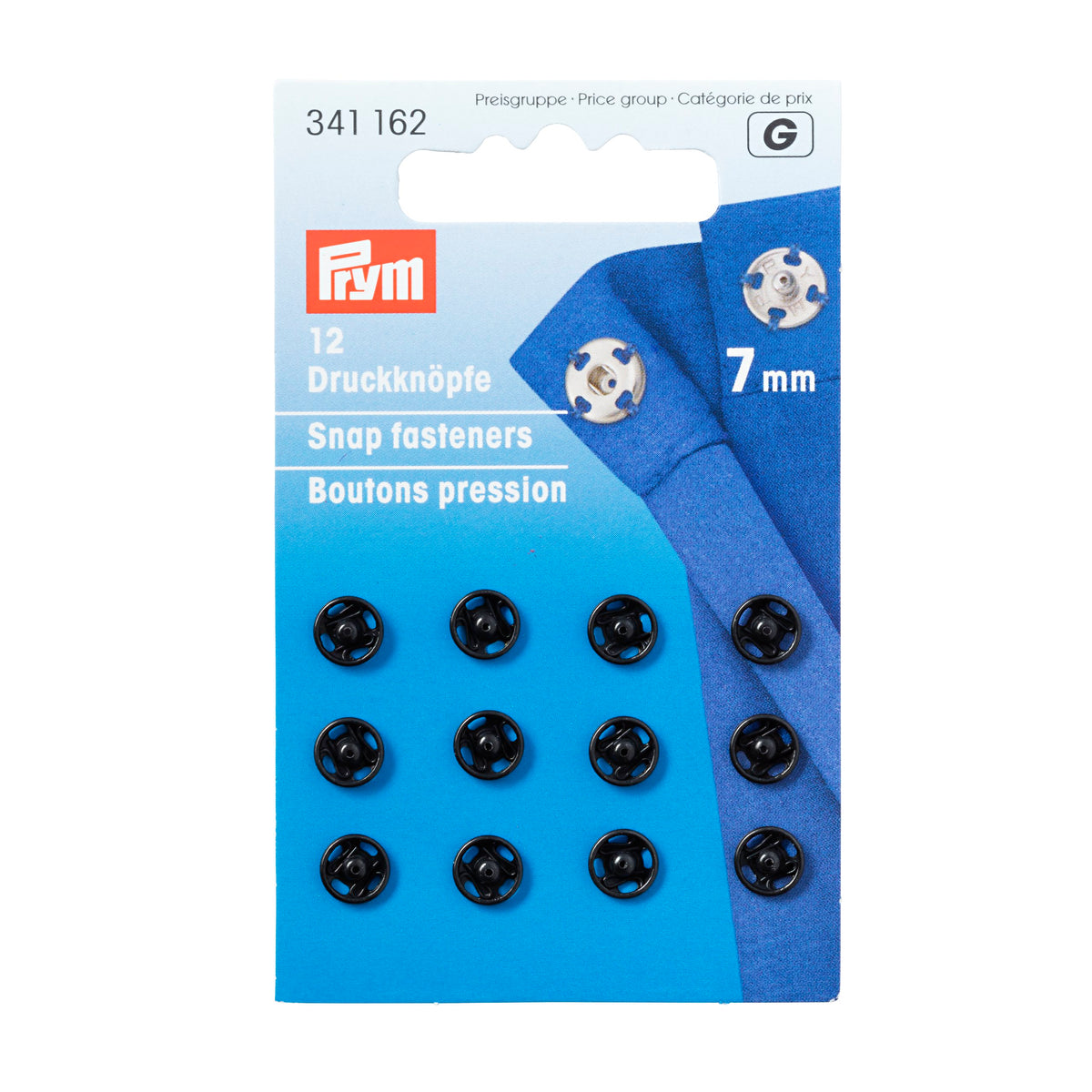 Prym Sew-On Snap Fasteners brass - Black