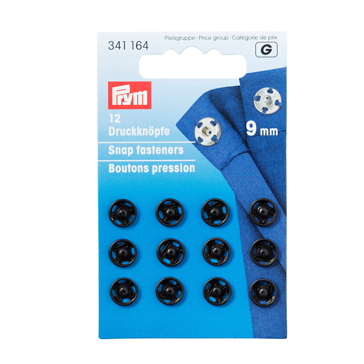 Prym Sew-On Snap Fasteners brass - Black