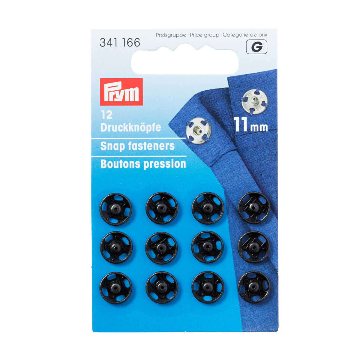 Prym Sew-On Snap Fasteners brass - Black