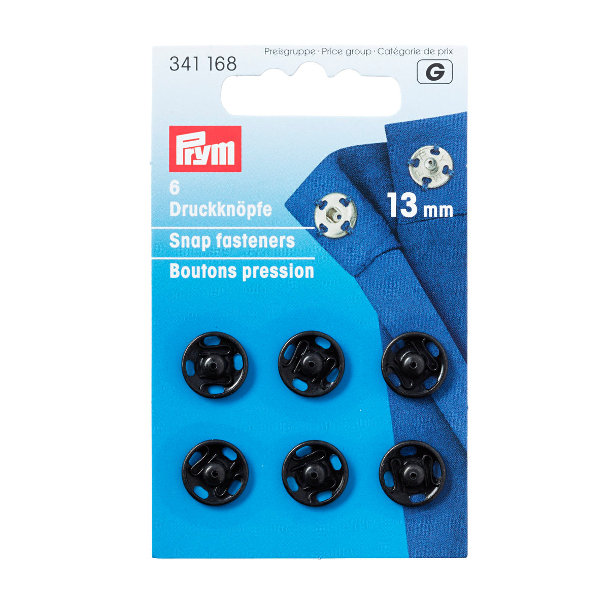 Prym Sew-On Snap Fasteners brass - Black