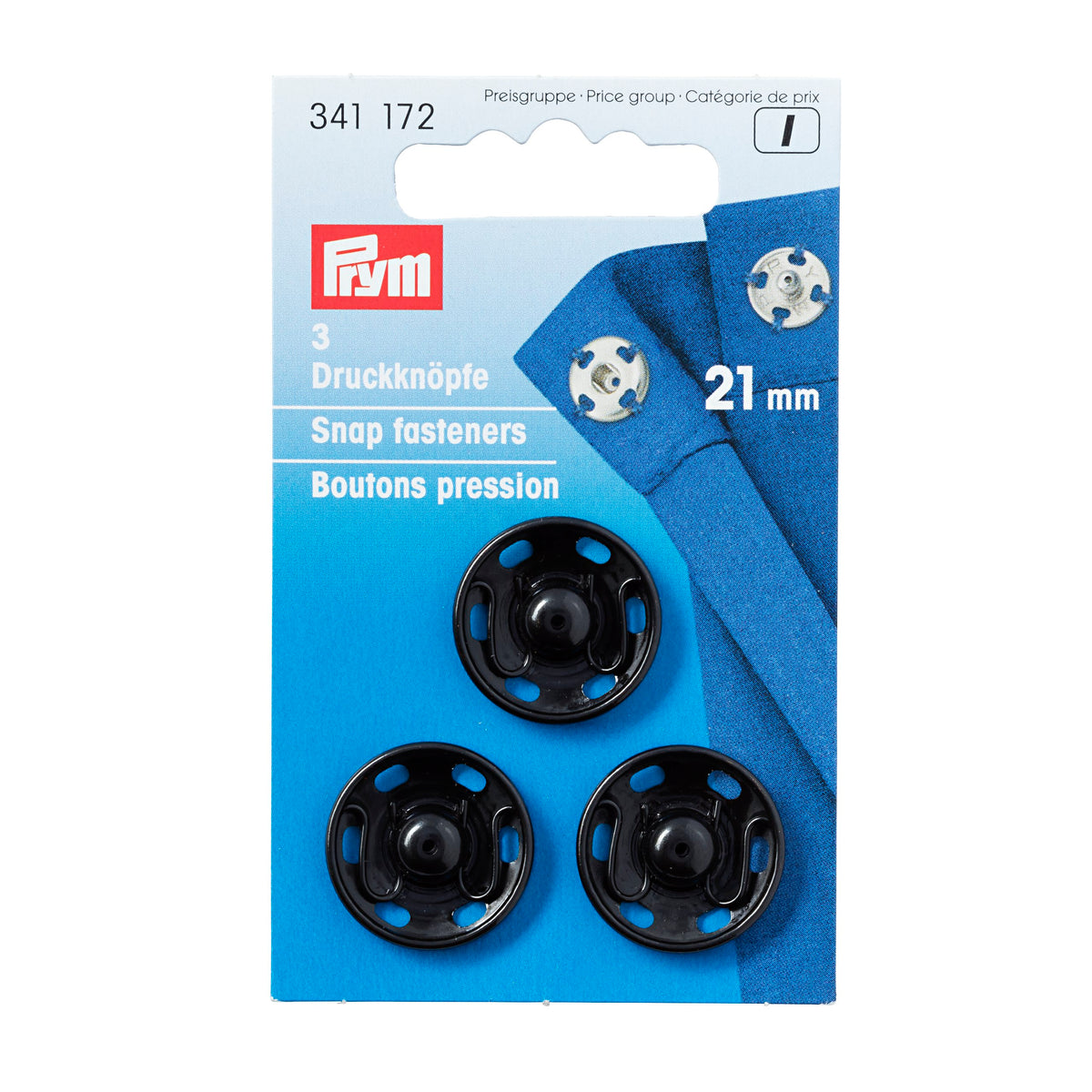 Prym Sew-On Snap Fasteners brass - Black