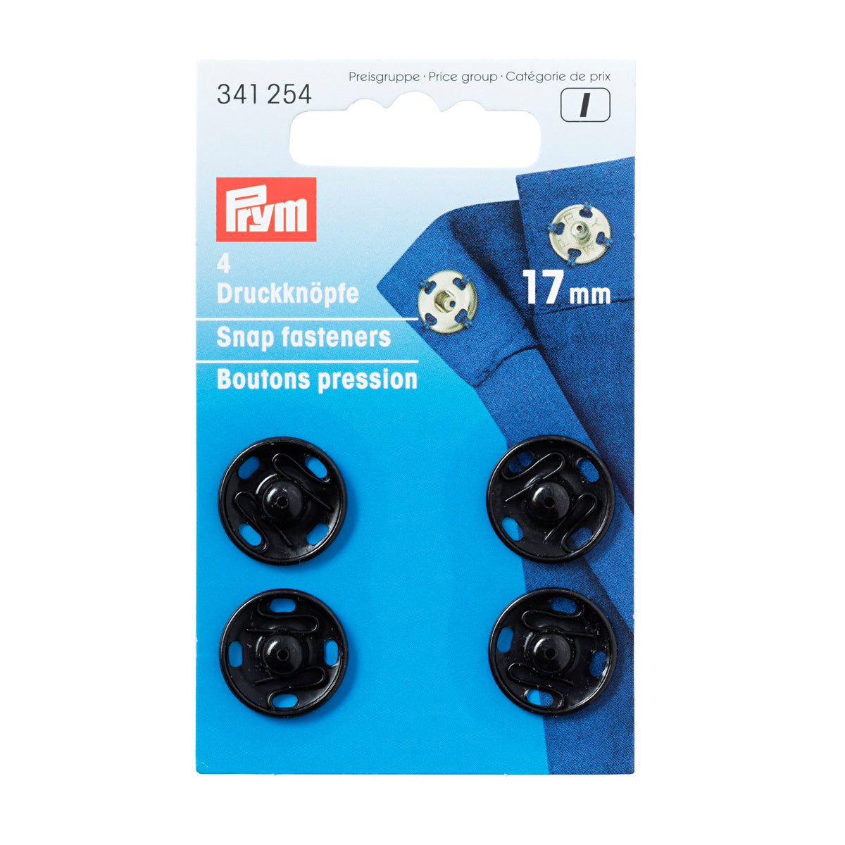 Prym Sew-On Snap Fasteners brass - Black