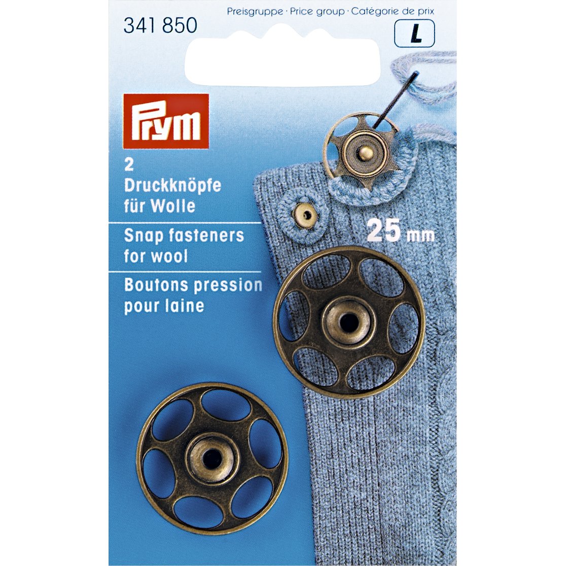 Prym Sew-On Snap Fasteners for Wool 25mm