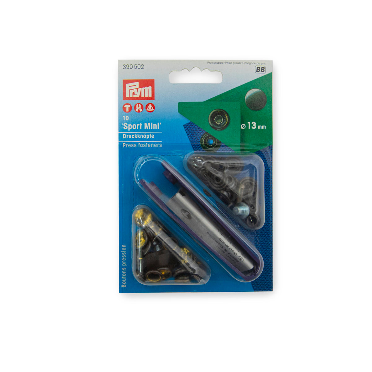 Prym Non-sew fasteners SPORT MINI brass 13mm - 2 colour options
