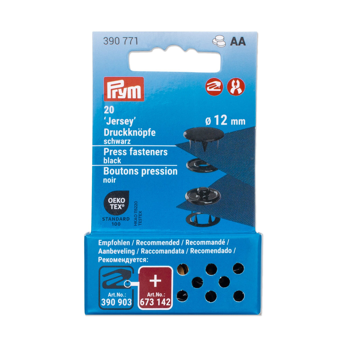 Prym Jersey Press Fasteners, 12mm, Black