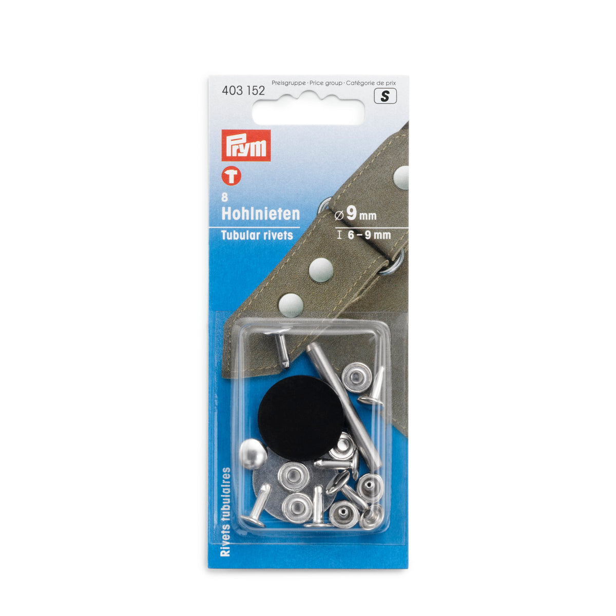 Prym Hollow rivets, 6-9mm, silver