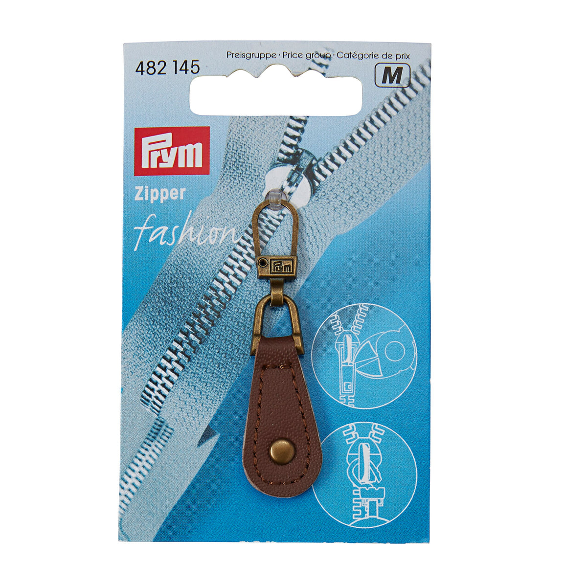 Prym Fashion Zipper puller, imitation leather, brown