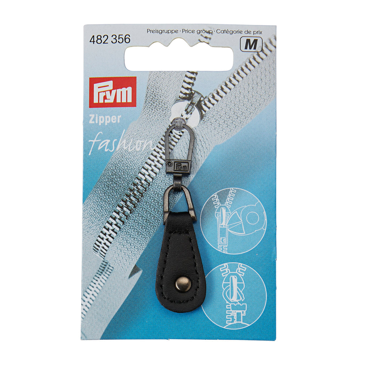 Prym Fashion Zipper puller, imitation leather, round, black