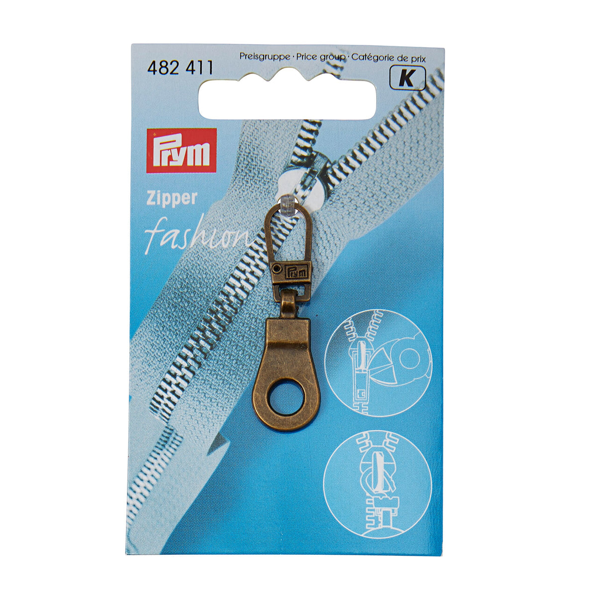 Prym Fashion Zipper puller, eyelet, antique brass