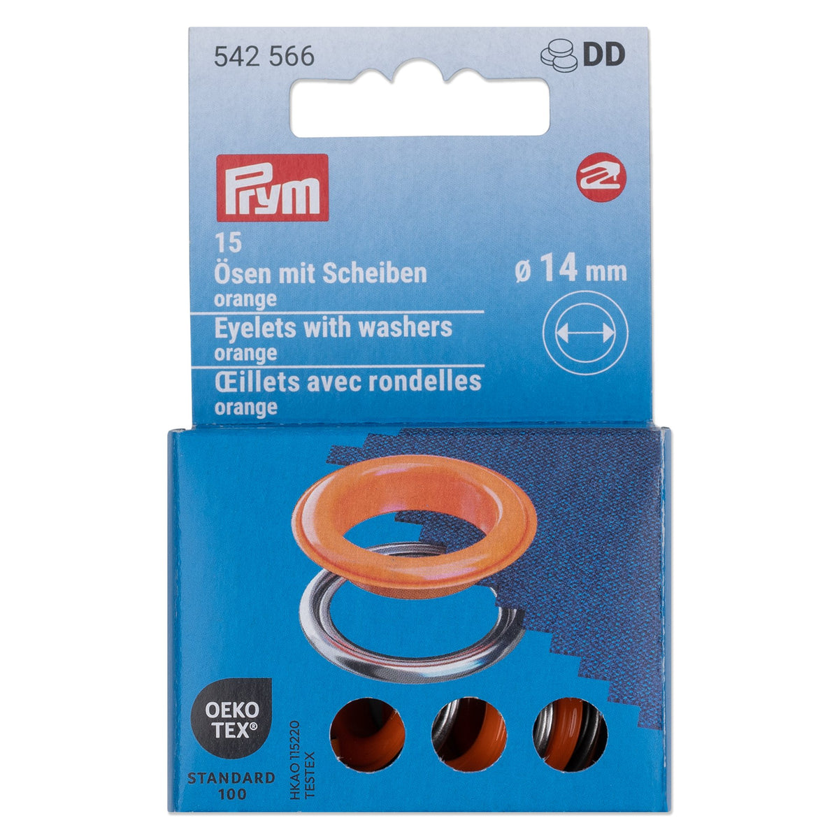 Prym Eyelets with washers, 14 mm, orange/silver-coloured