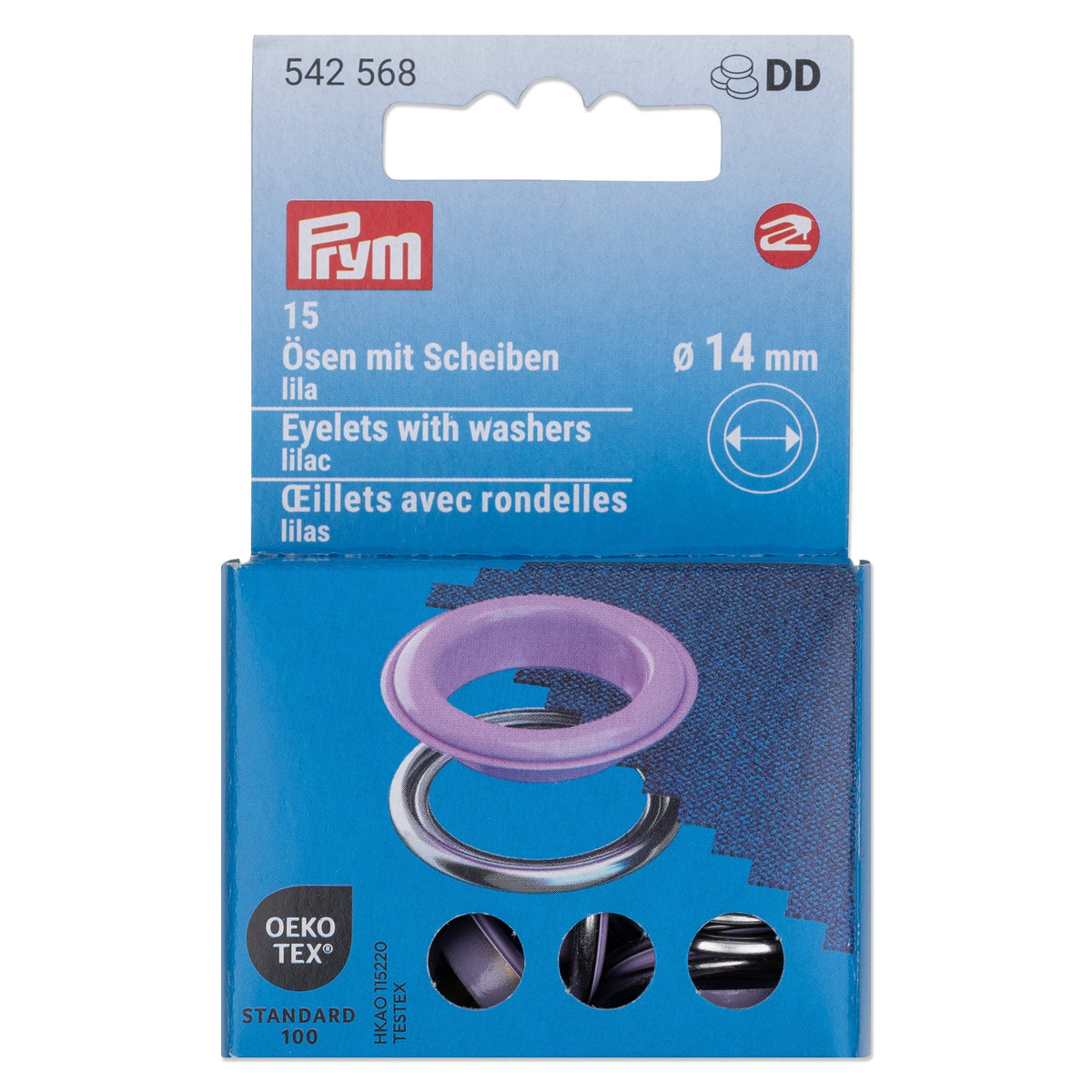 Prym Eyelets with washers, 8 mm, lilac/silver-coloured