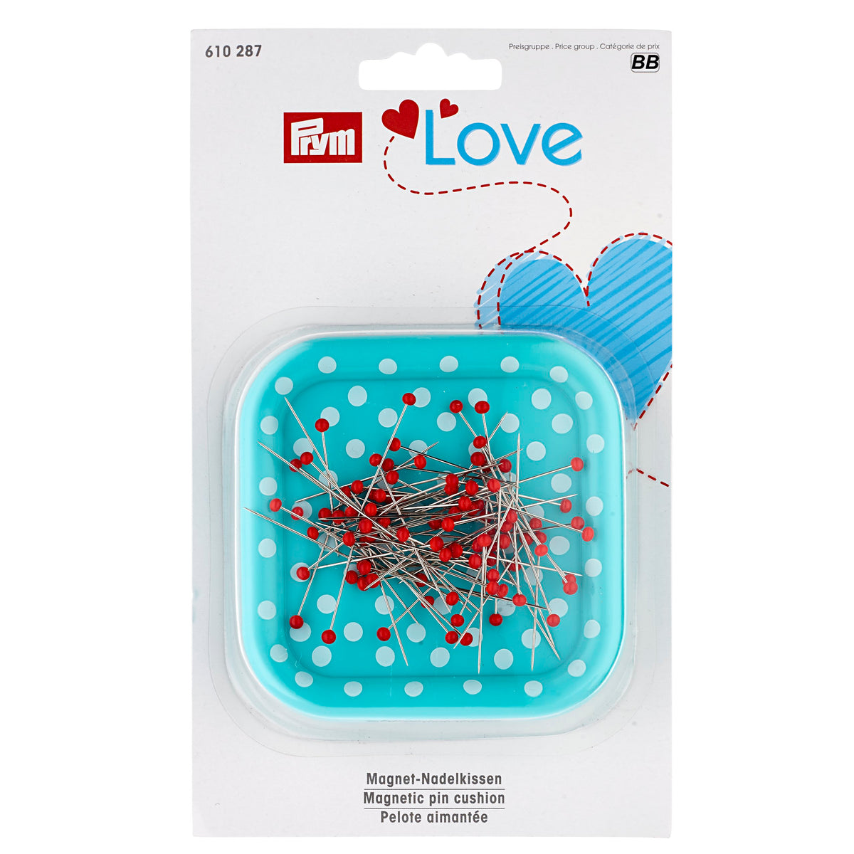 Prym LOVE Magnetic pincushion with glass-headed pins