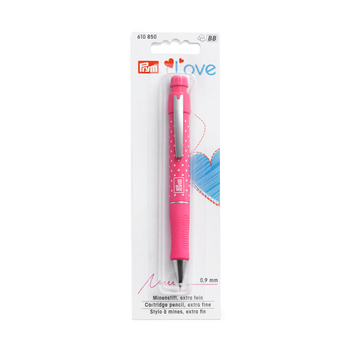 Prym LOVE Cartridge pencil, with 2 cartridges, Pink