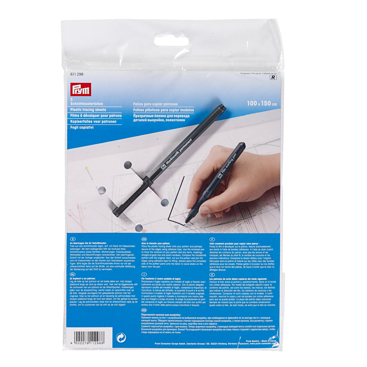 Prym Pattern films, with pencil