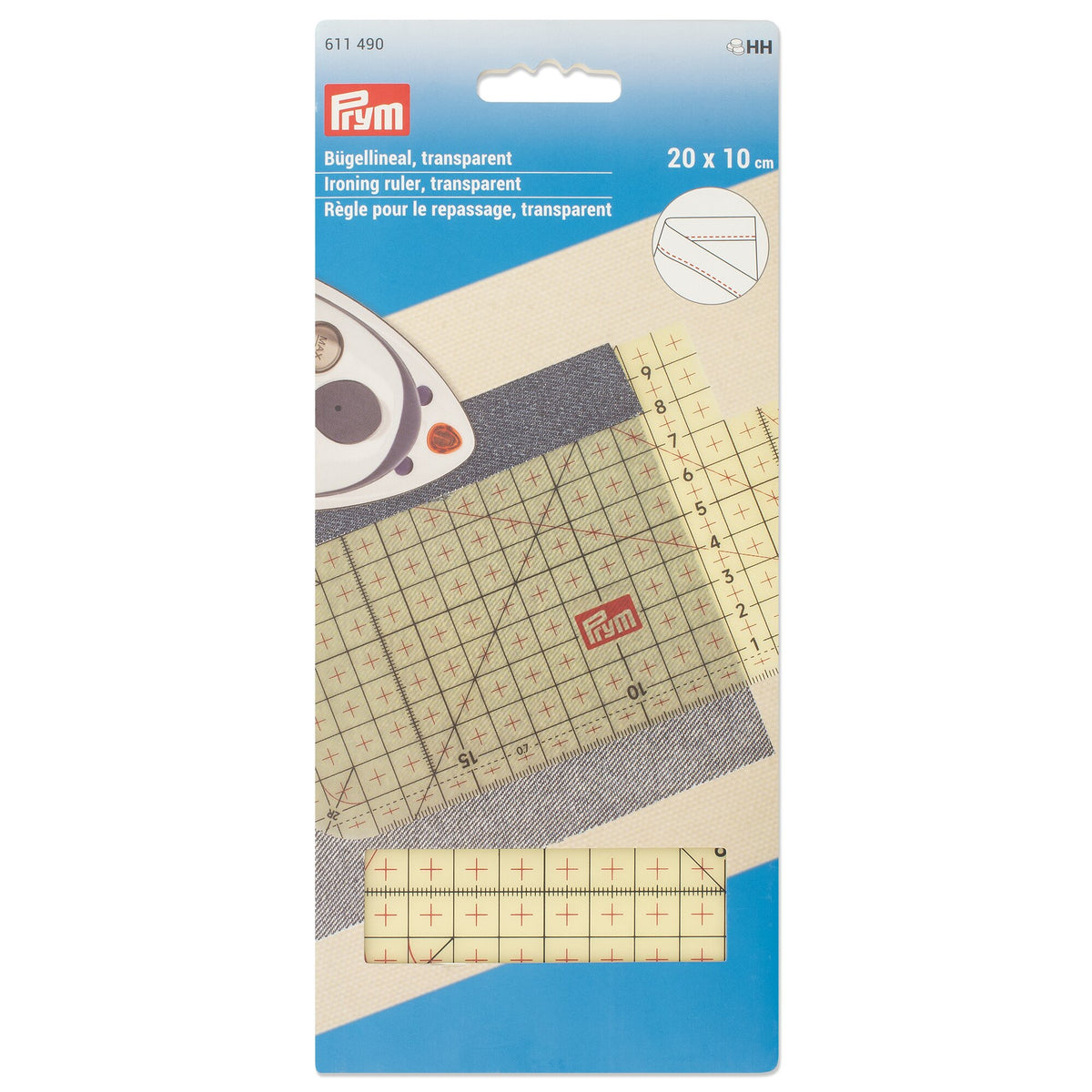 Prym Ironing ruler, transparent, 20 x 10 cm