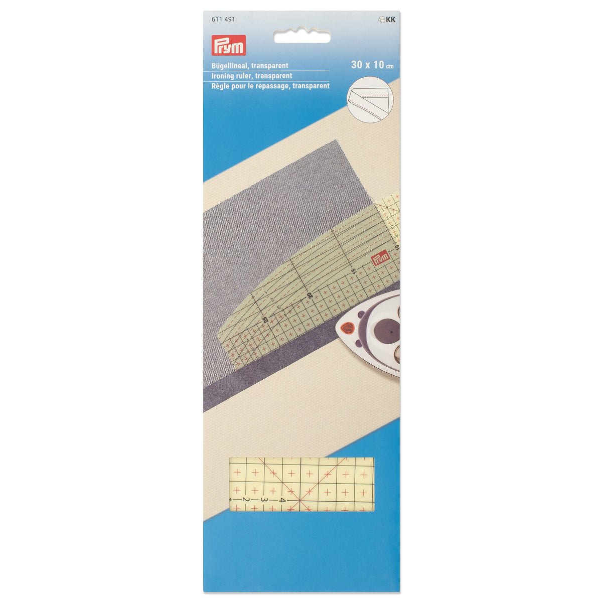 Prym Ironing ruler, transparent, 30 x 10 cm