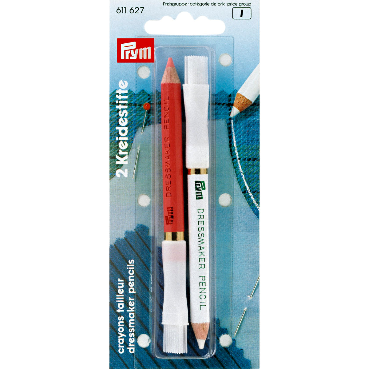 Prym Chalk Pencils & Brush, white/pink