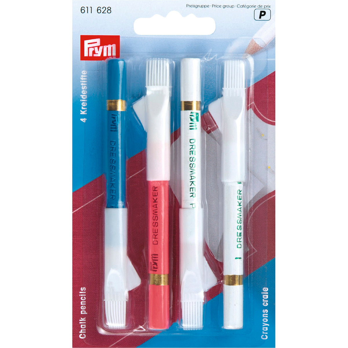 Prym Chalk pencils and brush, assorted colours