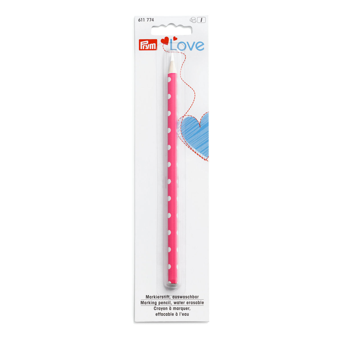 Prym LOVE Marking pencil, pink, white marking