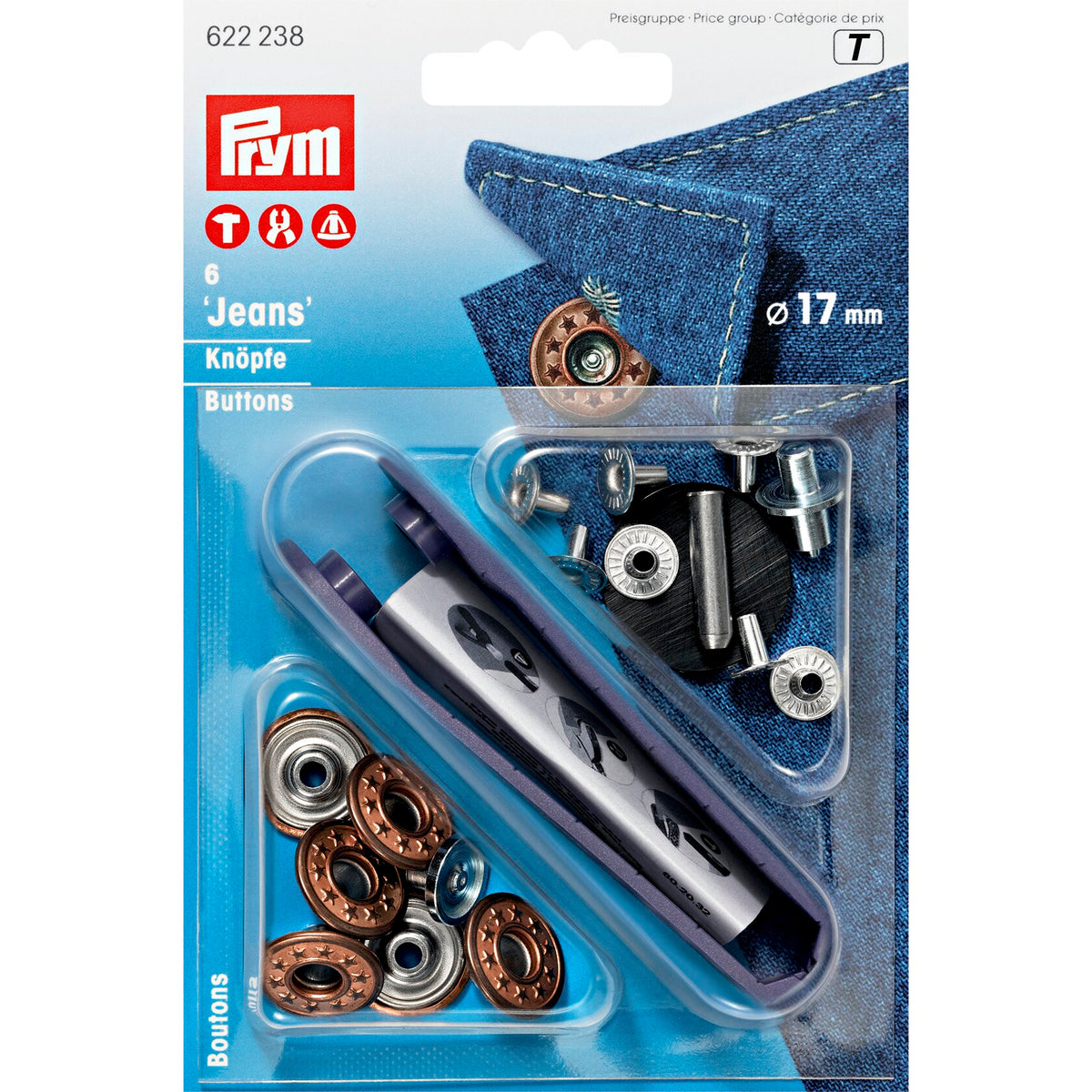 Prym Non-sew jeans buttons, star, open, 17mm, old bronze