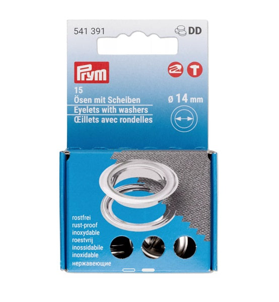 Prym Eyelets and washers, 14.0 mm, silver-coloured