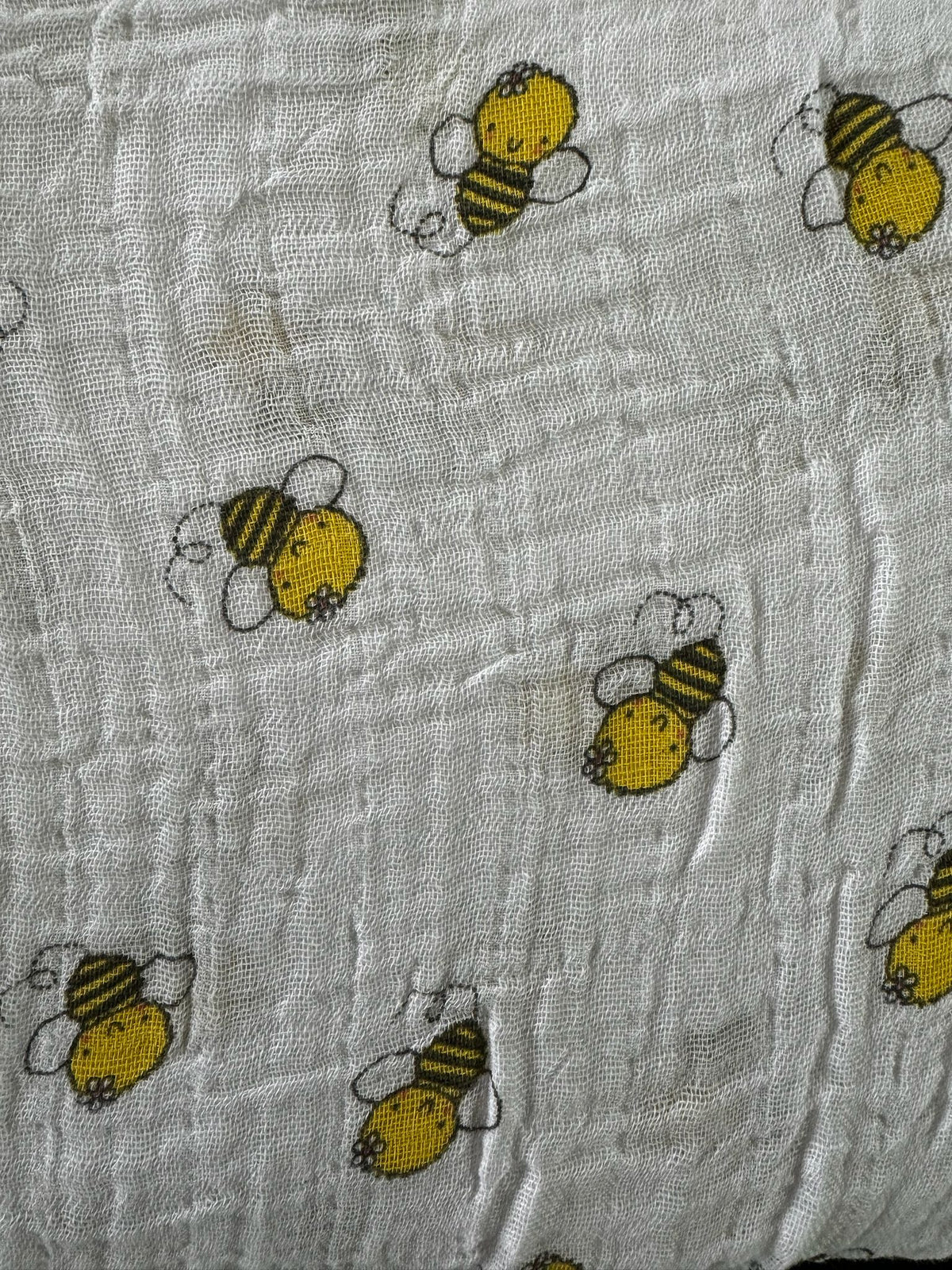 Emma & Mila Bee in Yellow Mus - Double Gauze Fabric