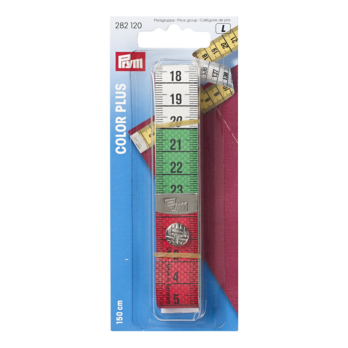Prym Tape measure Colour Plus with button, cm and inch