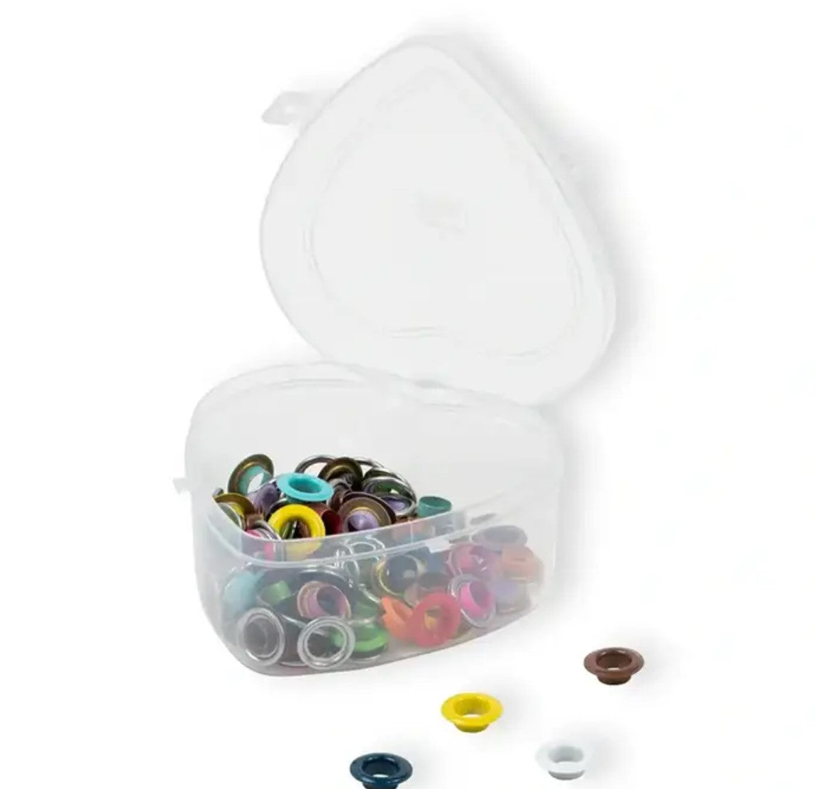 Prym Eyelets with washers, mixed colours, in heart-shaped box, 14mm