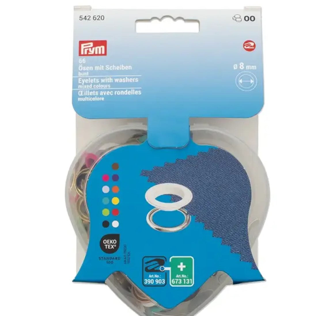 Prym Eyelets with washers, mixed colours, in heart-shaped box, 8mm