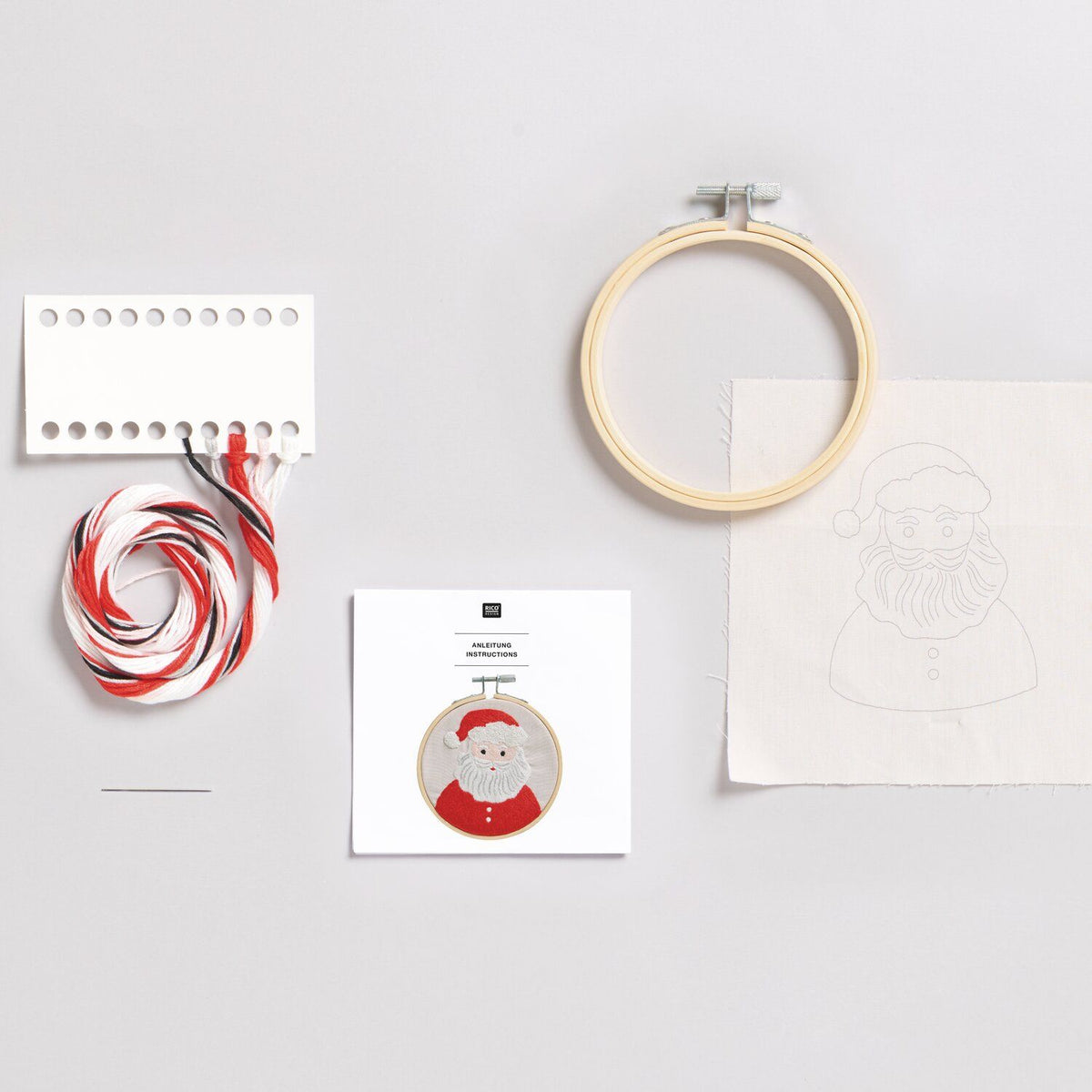 Rico Embroidery kit Santa pre-printed Ø10cm