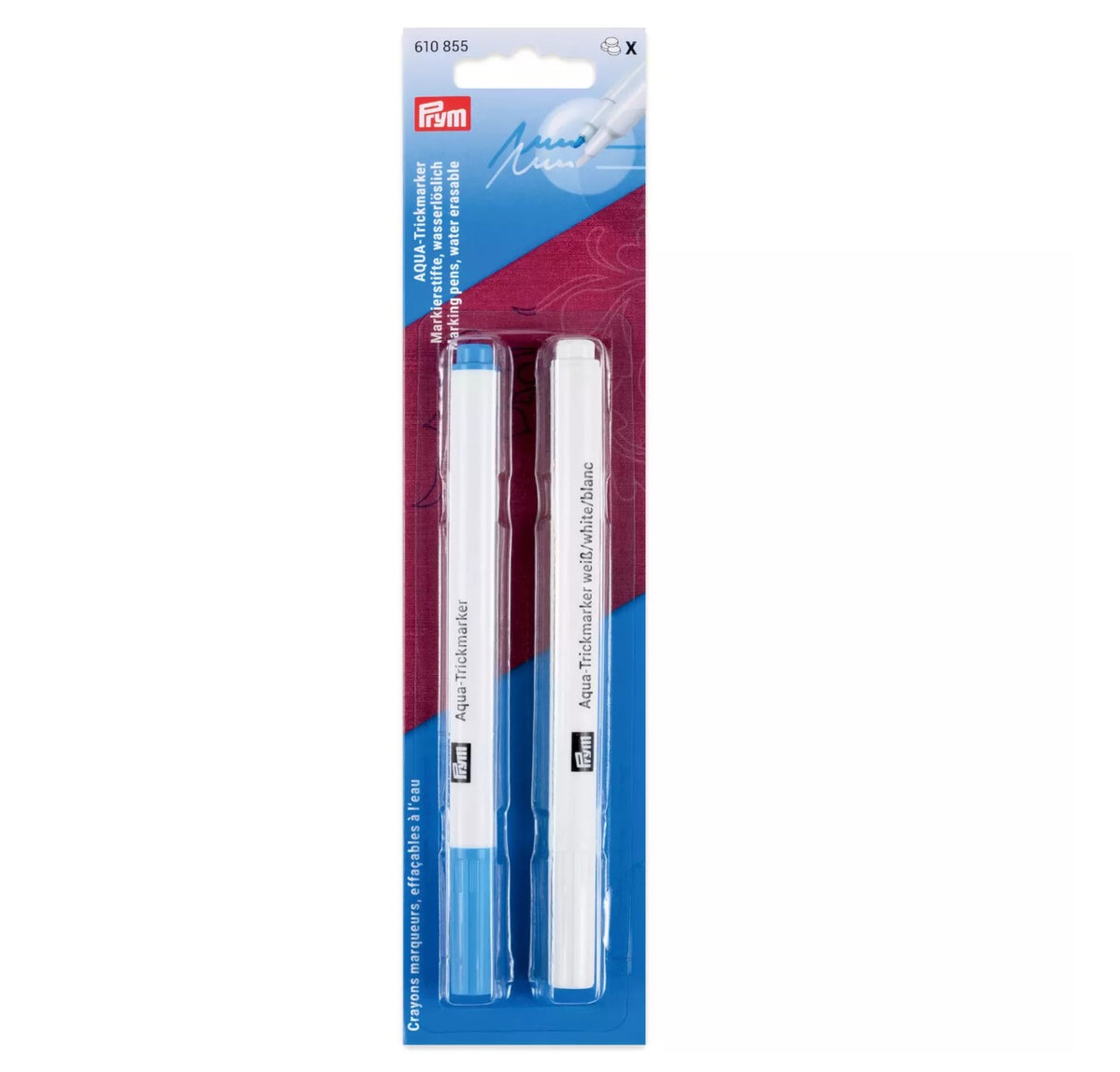 Prym Trick markers Aqua, water-erasable, Turquoise & White