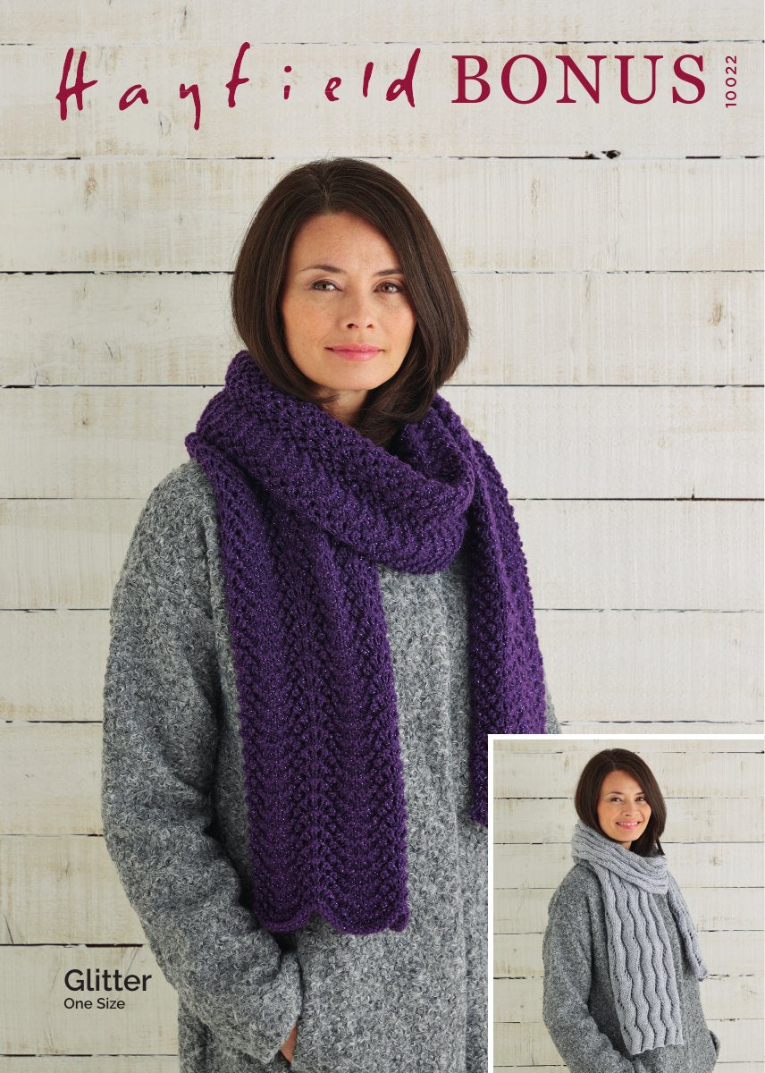 Hayfield 10022 Scarves in Bonus Glitter DK pattern cover