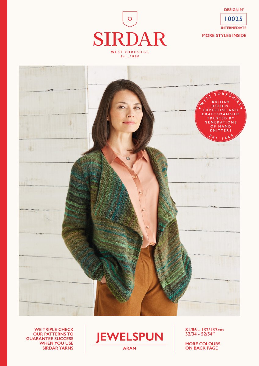 Sirdar 10025 Cardigan in Jewelspun Aran pattern cover