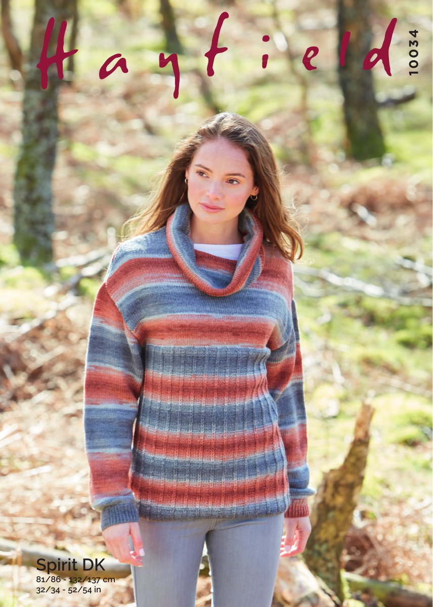 Hayfield 10034 Sweater in Spirit DK pattern cover