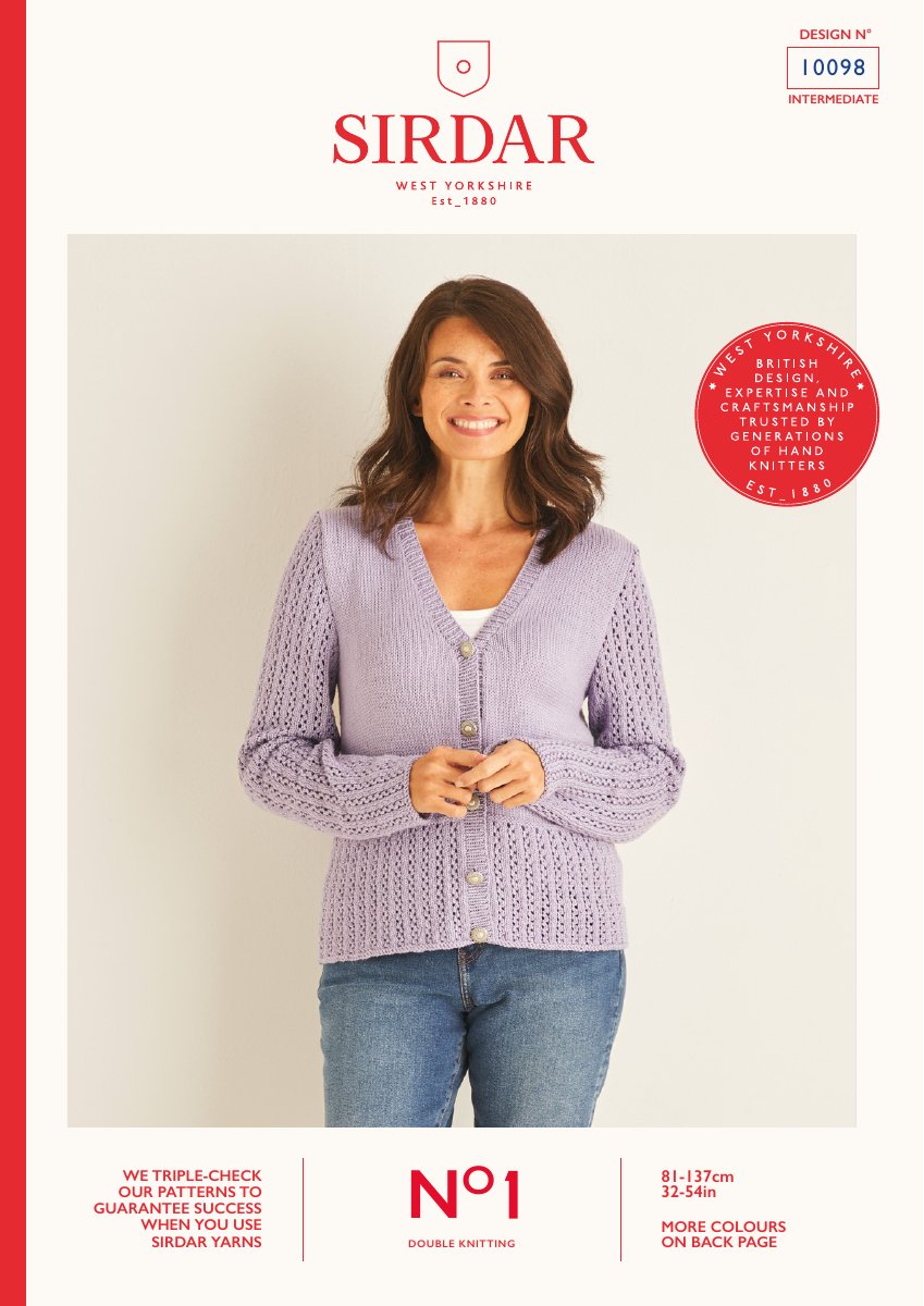 Sirdar 10098 Cardigan in No.1 DK pattern cover