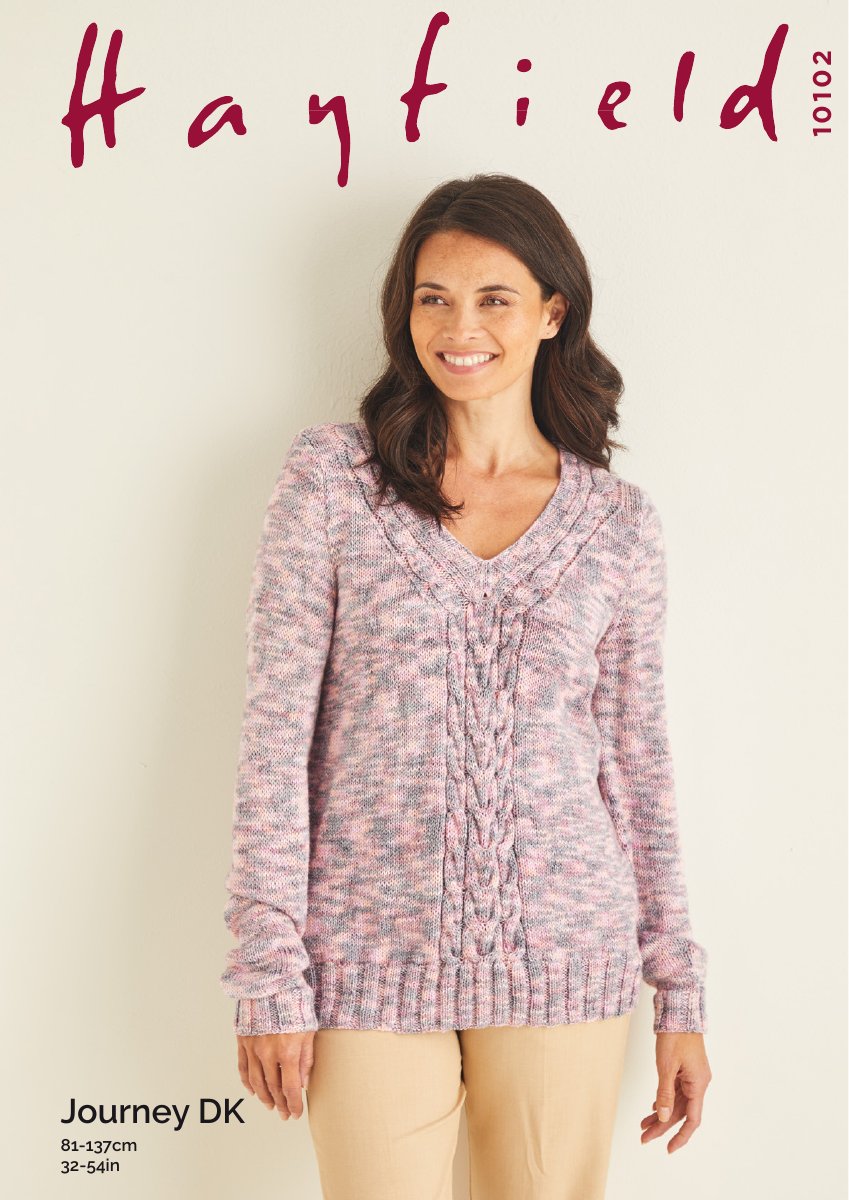 Hayfield 10102 Sweater in Journey DK pattern cover