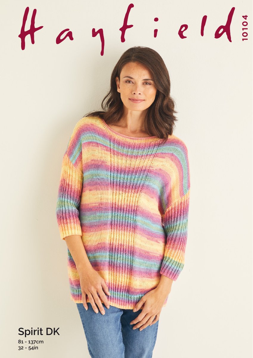 Hayfield 10104 Sweater in Spirit DK pattern cover