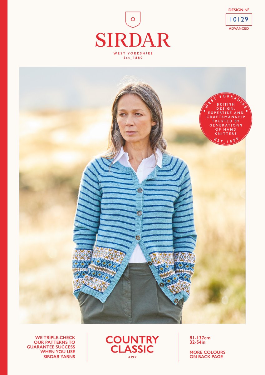 Sirdar 10129 Cardigan in Country Classic 4 Ply pattern cover