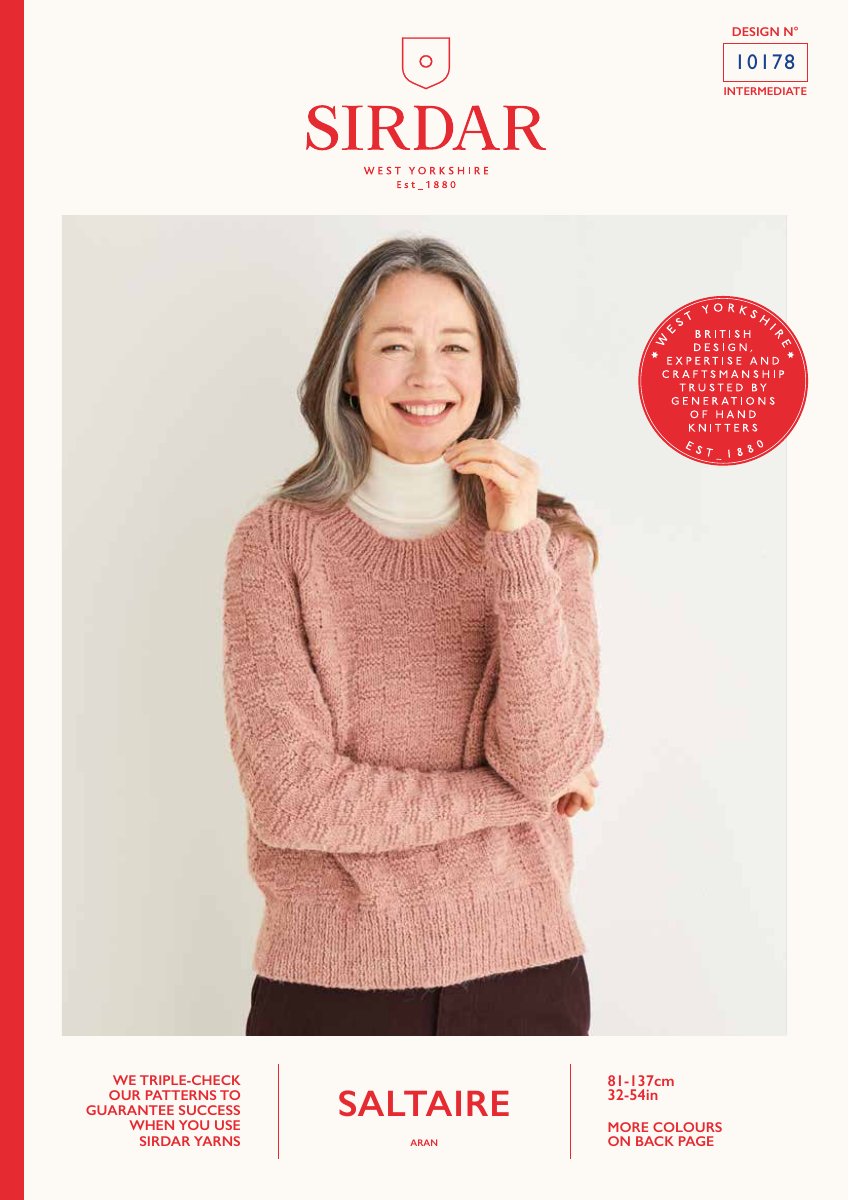 Sirdar 10178 Sweater in Saltaire Aran pattern cover